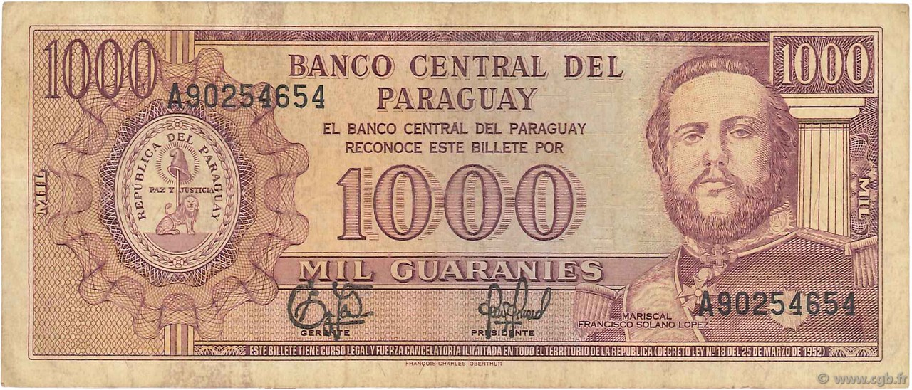 1000 Guaranies PARAGUAY  1995 P.213 MB