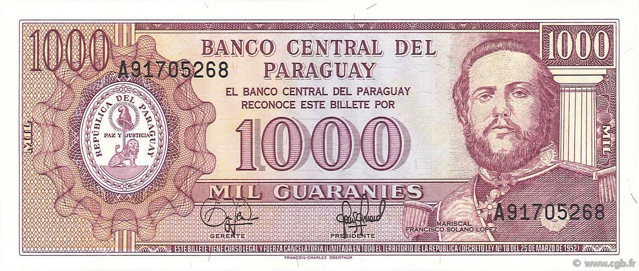 1000 Guaranies PARAGUAY  1995 P.213 ST