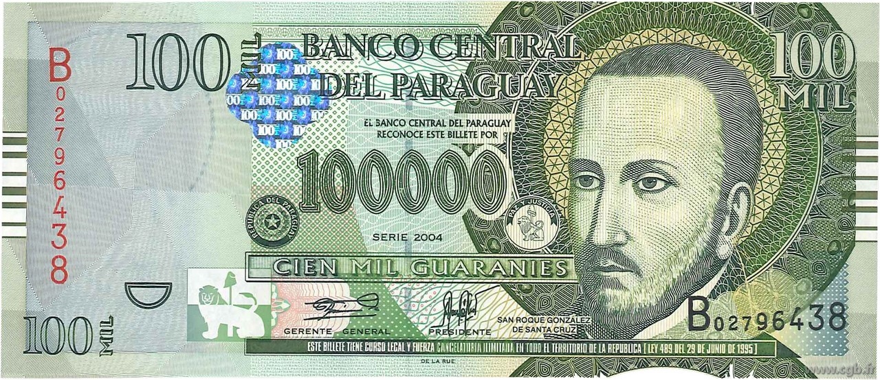 100000 Guaranies PARAGUAY  2004 P.226 UNC