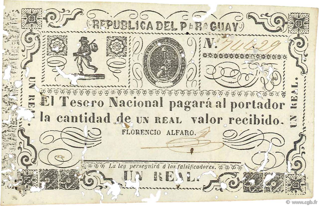 1 Real PARAGUAY  1865 P.018 fSS