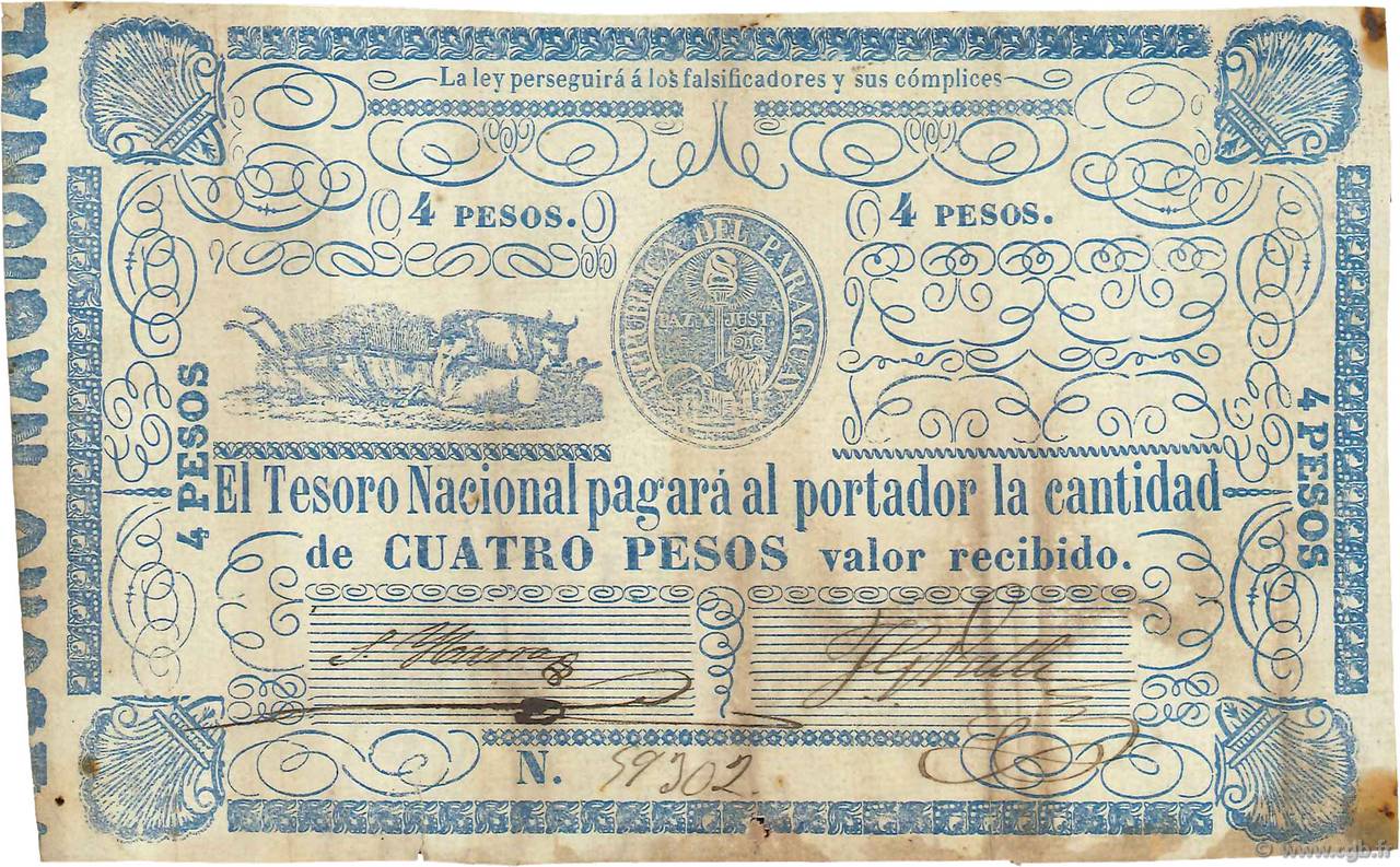4 Pesos PARAGUAY  1865 P.024 SS