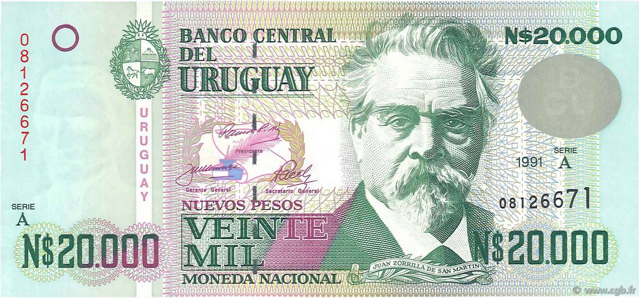 20000 Nuevos Pesos URUGUAY  1991 P.069b q.FDC