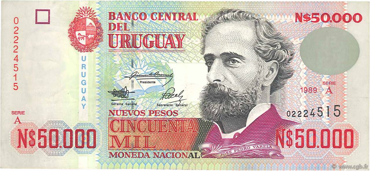 50000 Nuevos Pesos URUGUAY  1989 P.070a BB