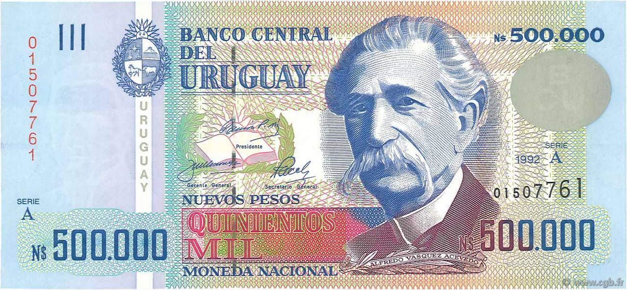 500000 Nuevos Pesos URUGUAY  1992 P.073a ST