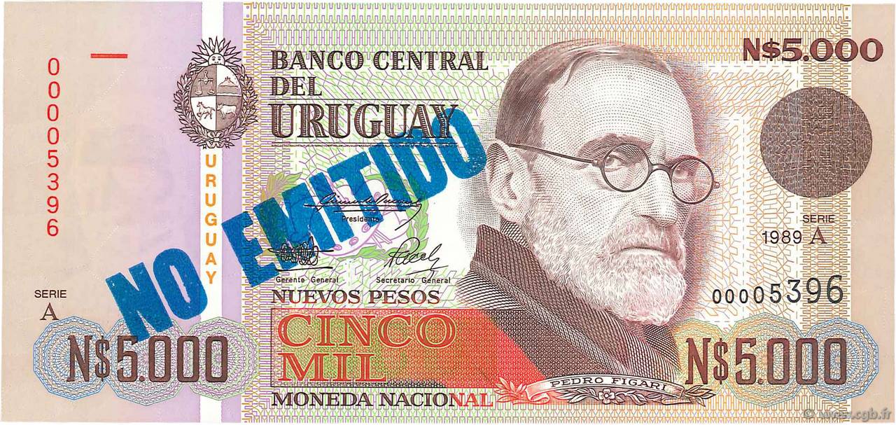 5000 Nuevos Pesos URUGUAY  1989 P.068A ST