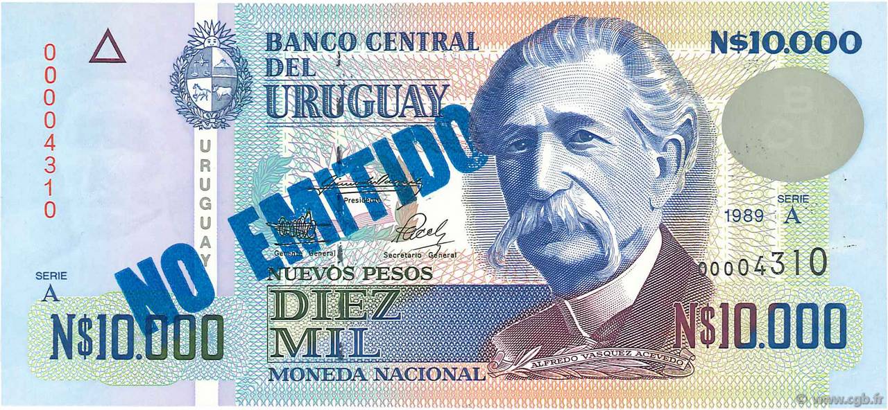 10000 Nuevos Pesos URUGUAY  1989 P.068B q.FDC