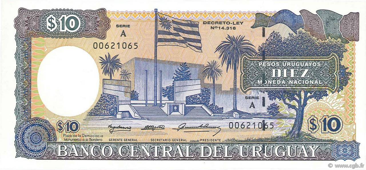 10 Pesos Uruguayos URUGUAY  1995 P.073Ba ST