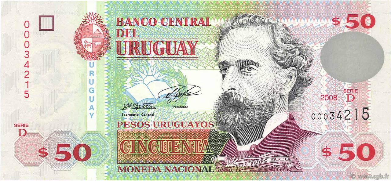 50 Pesos Uruguayos URUGUAY  2008 P.087a FDC