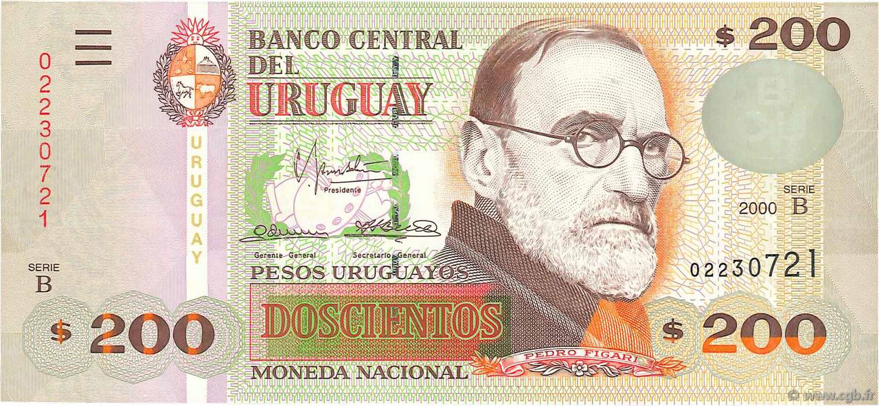 200 Pesos Uruguayos URUGUAY  2000 P.077b UNC