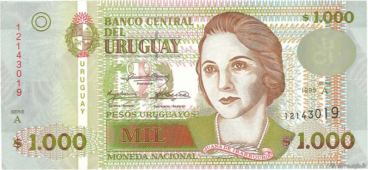 1000 Pesos Uruguayos URUGUAY  1995 P.079a ST