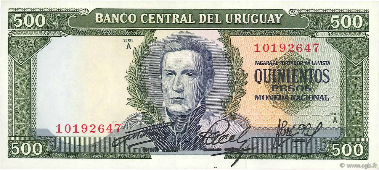 500 Pesos  URUGUAY  1967 P.048a SPL
