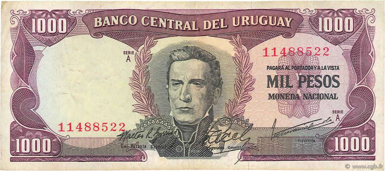 1000 Pesos  URUGUAY  1967 P.049a MBC