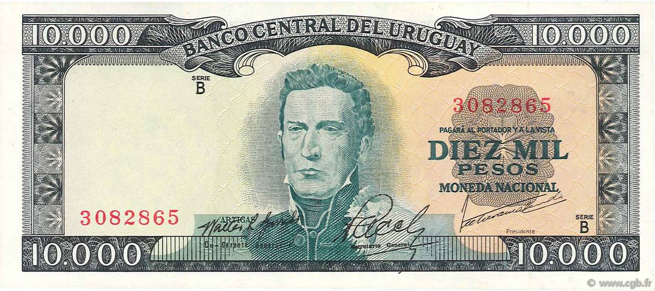 10000 Pesos  URUGUAY  1967 P.051c UNC