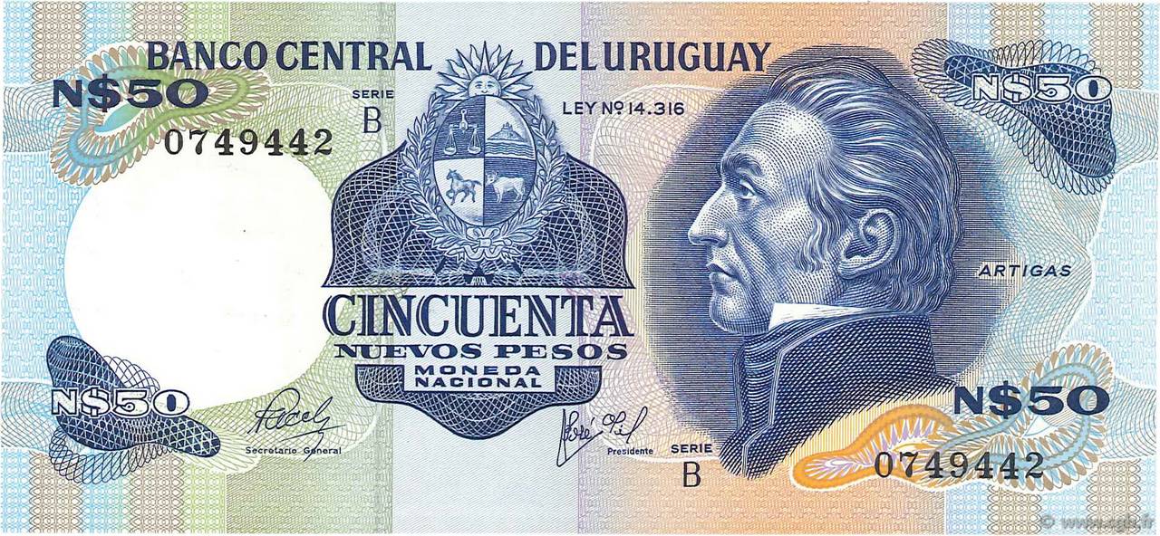 50 Nuevos Pesos URUGUAY  1978 P.061a q.FDC