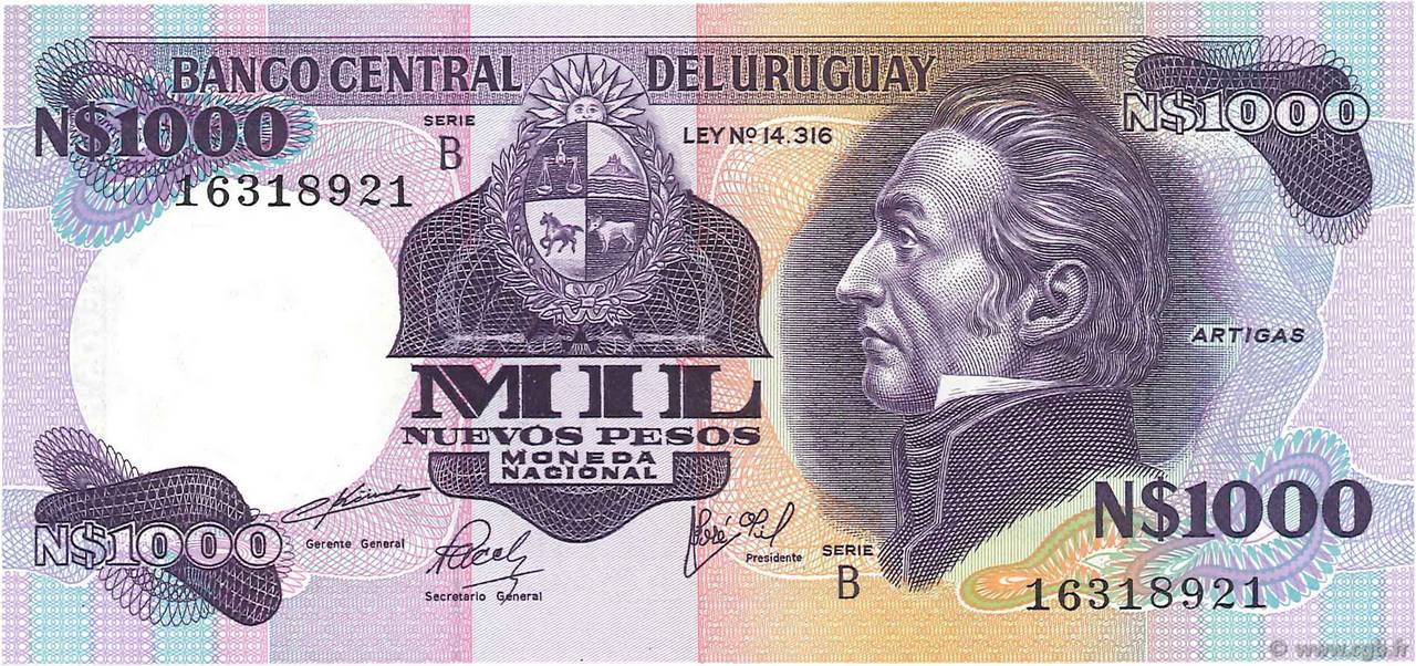 1000 Nuevos Pesos URUGUAY  1981 P.064b UNC-