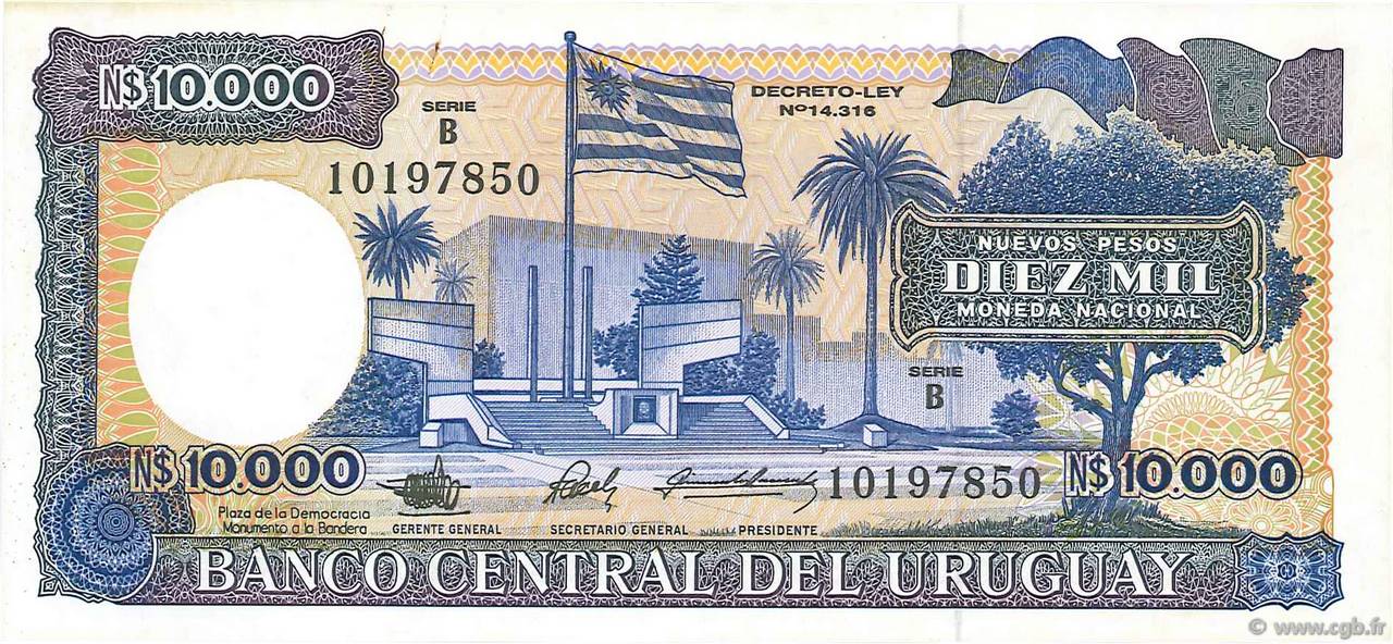 10000 Nuevos Pesos URUGUAY  1987 P.067b SPL