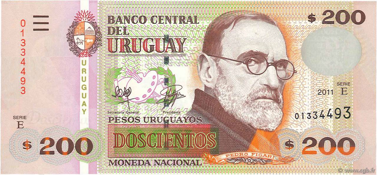 200 Pesos Uruguayos URUGUAY  2011 P.089c ST