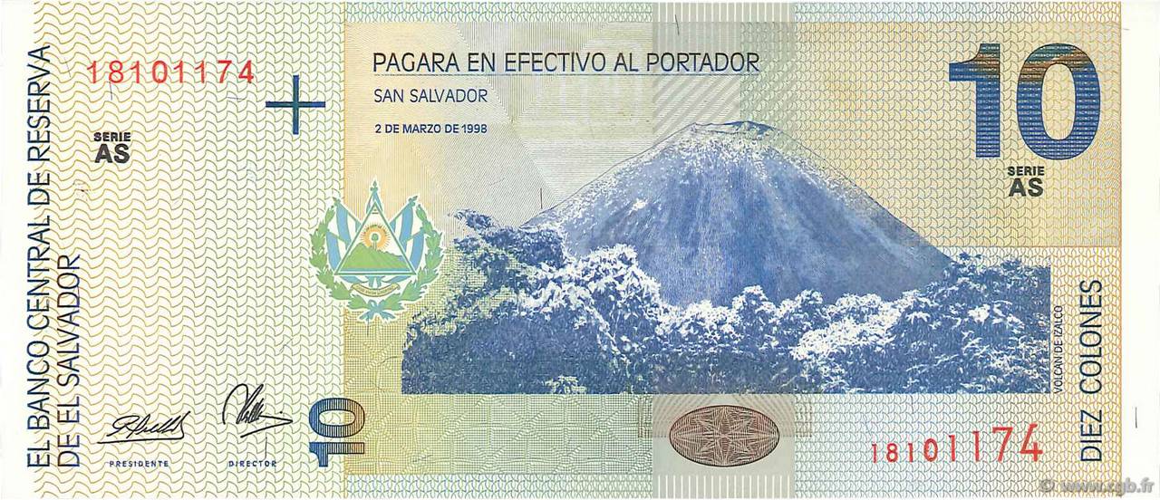 10 Colones EL SALVADOR  1998 P.148b UNC-