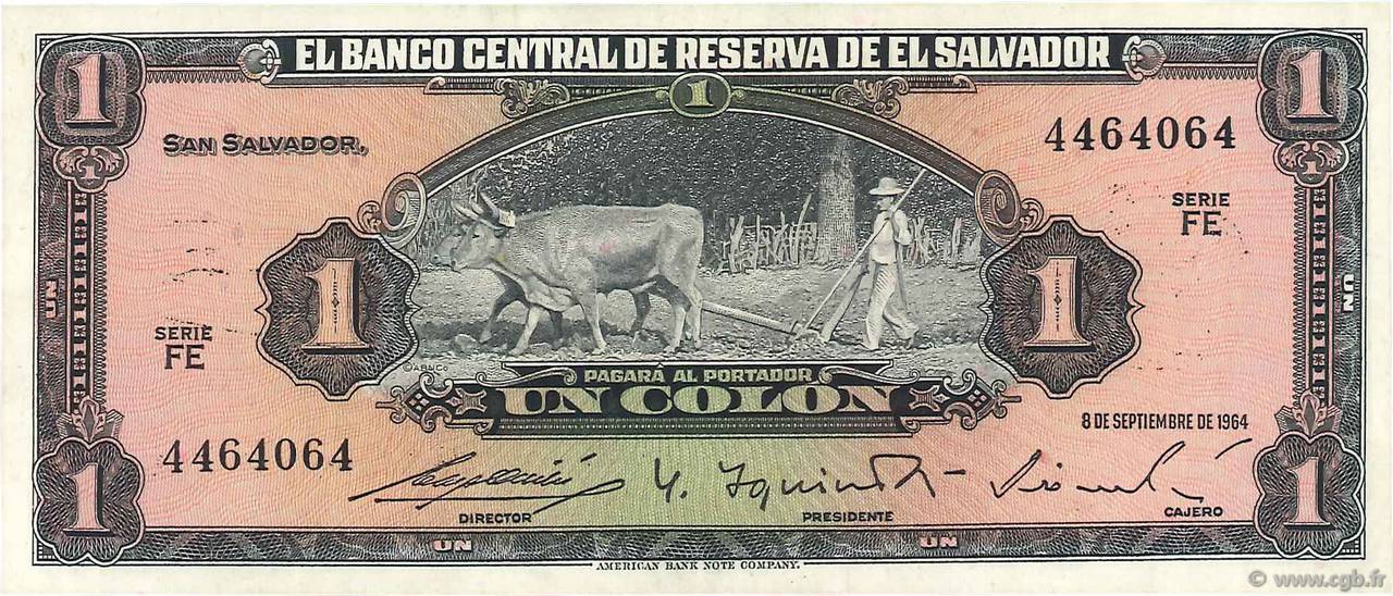 1 Colon EL SALVADOR  1964 P.105a EBC