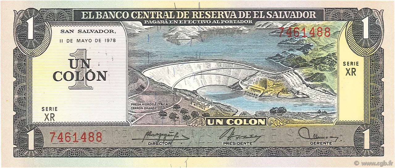 1 Colon EL SALVADOR  1978 P.125a AU