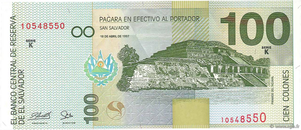 100 Colones EL SALVADOR  1997 P.151a FDC