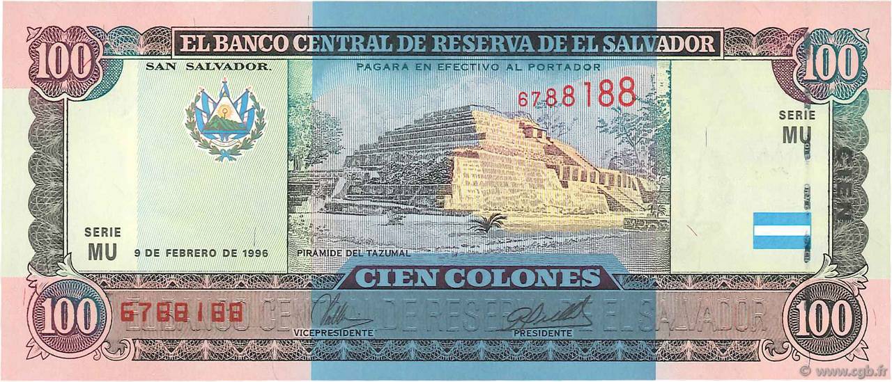100 Colones EL SALVADOR  1996 P.146a UNC