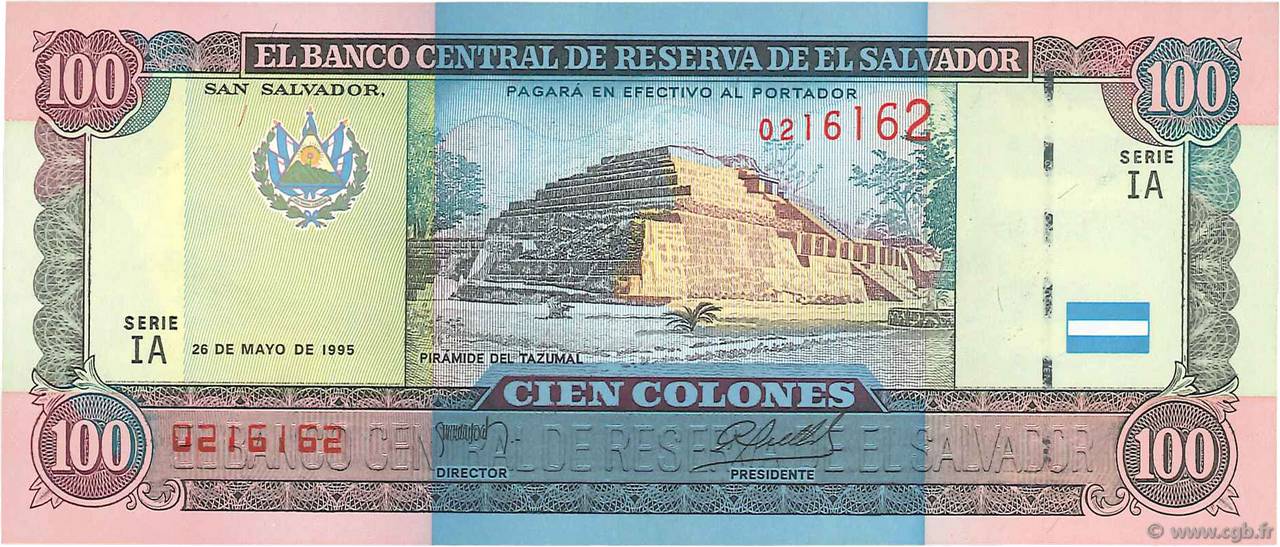 100 Colones EL SALVADOR  1995 P.140a fST