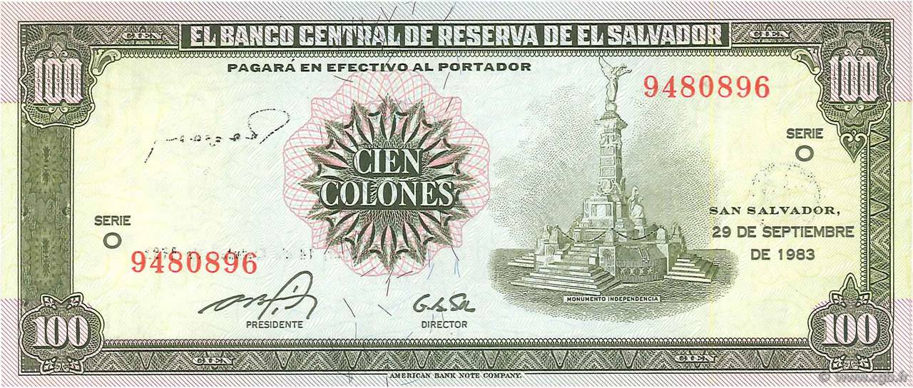 100 Colones EL SALVADOR  1983 P.137a UNC