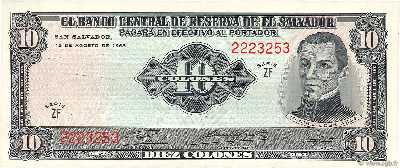 10 Colones EL SALVADOR  1968 P.112a EBC