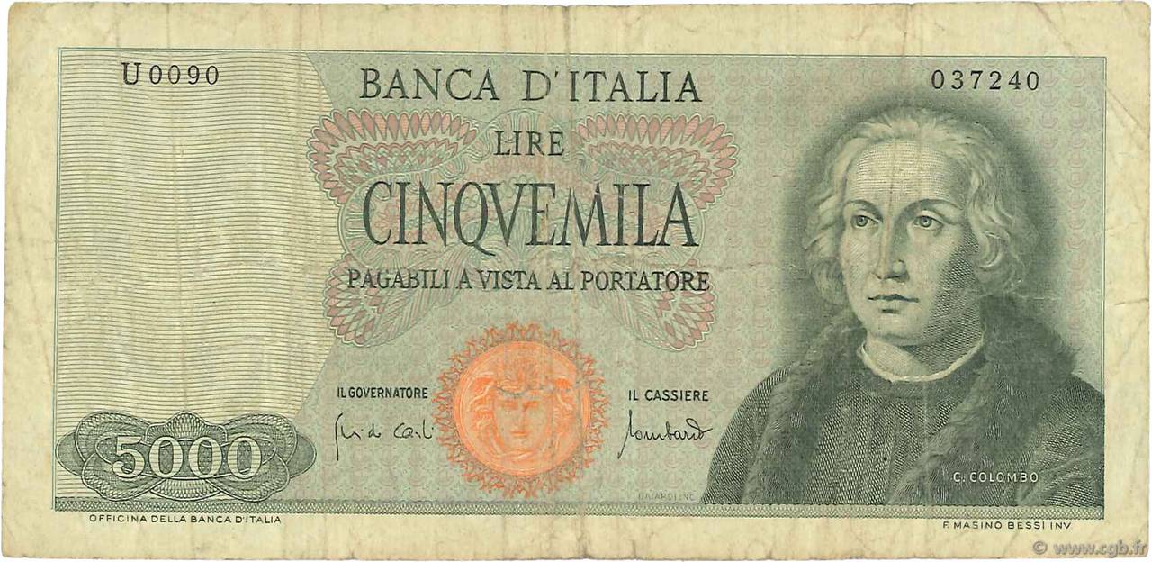 5000 Lire ITALIA  1970 P.098c RC+