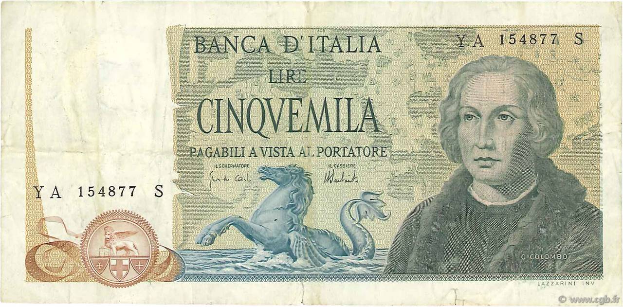 5000 Lire ITALY  1973 P.102b F