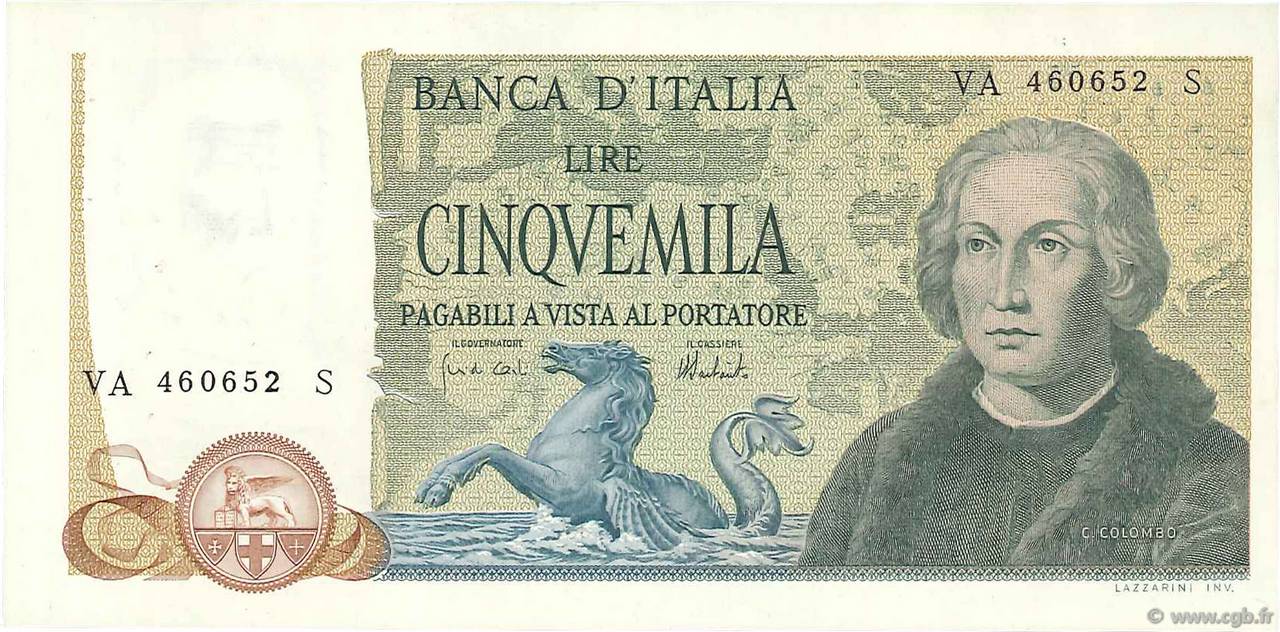 5000 Lire ITALIEN  1973 P.102b VZ