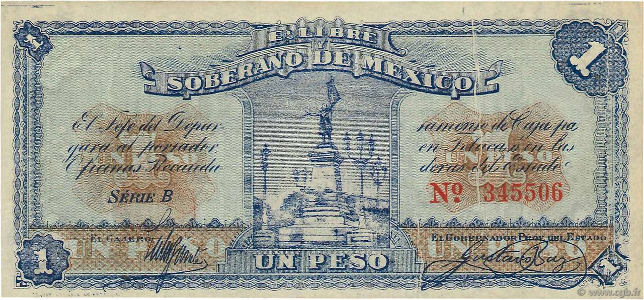 1 Peso MEXICO Toluca 1915 PS.0881 EBC