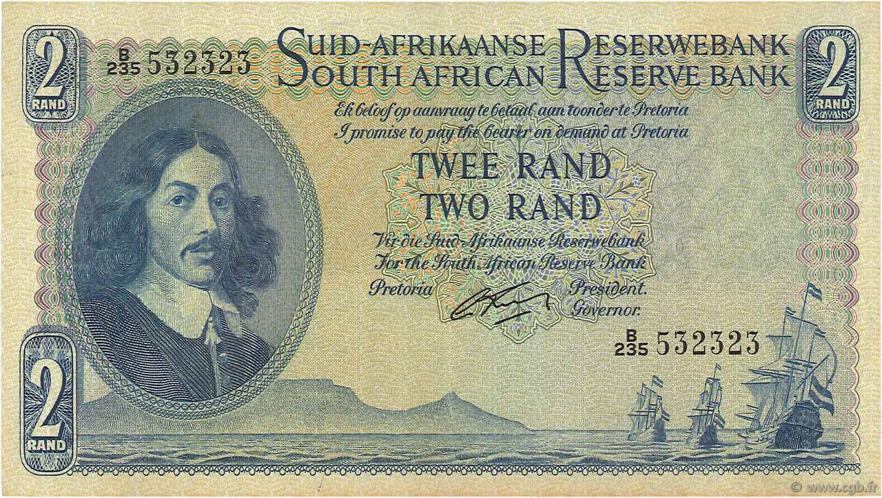 2 Rand AFRIQUE DU SUD  1962 P.105b TTB+
