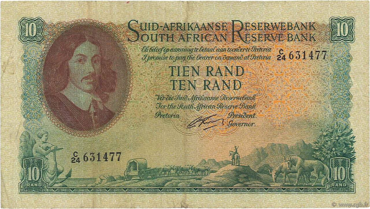 10 Rand SUDAFRICA  1962 P.107b q.BB