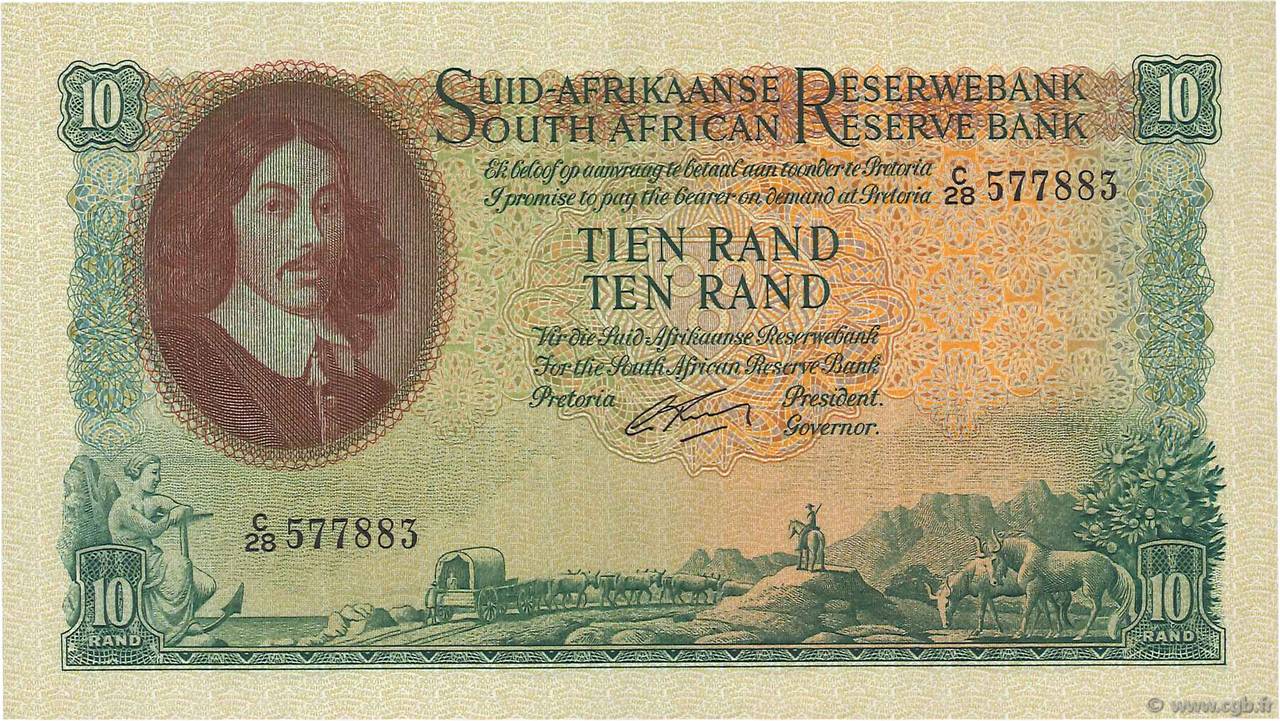 10 Rand SUDAFRICA  1962 P.107b AU