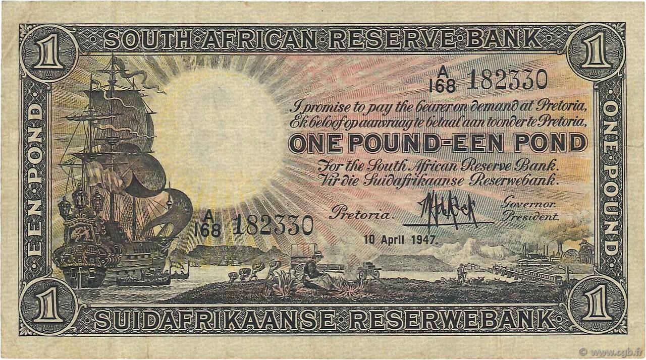 1 Pound SUDAFRICA  1947 P.084f q.BB