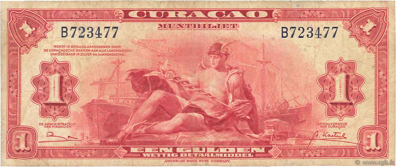 1 Gulden CURAçAO  1947 P.35b fSS