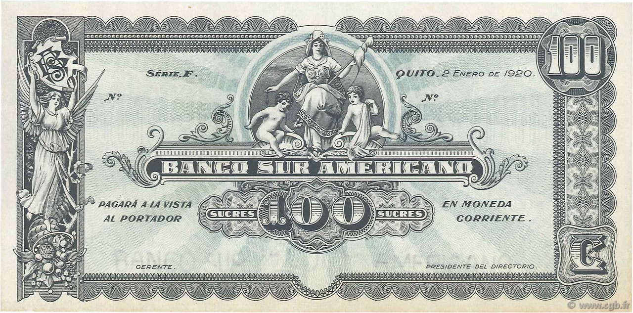 100 Sucres Non émis ECUADOR  1920 PS.254 SC