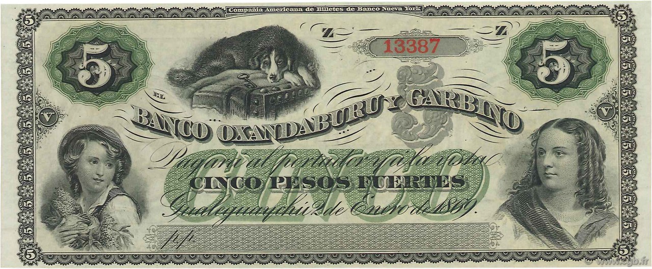 5 Pesos Fuertes Non émis ARGENTINA  1869 PS.1792r FDC