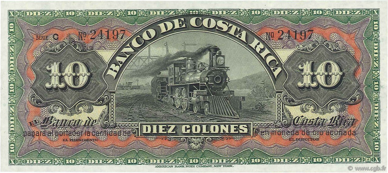 10 Colones Non émis COSTA RICA  1901 PS.174r pr.NEUF