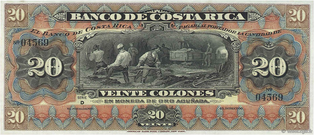 20 Colones Non émis COSTA RICA  1901 PS.175r ST