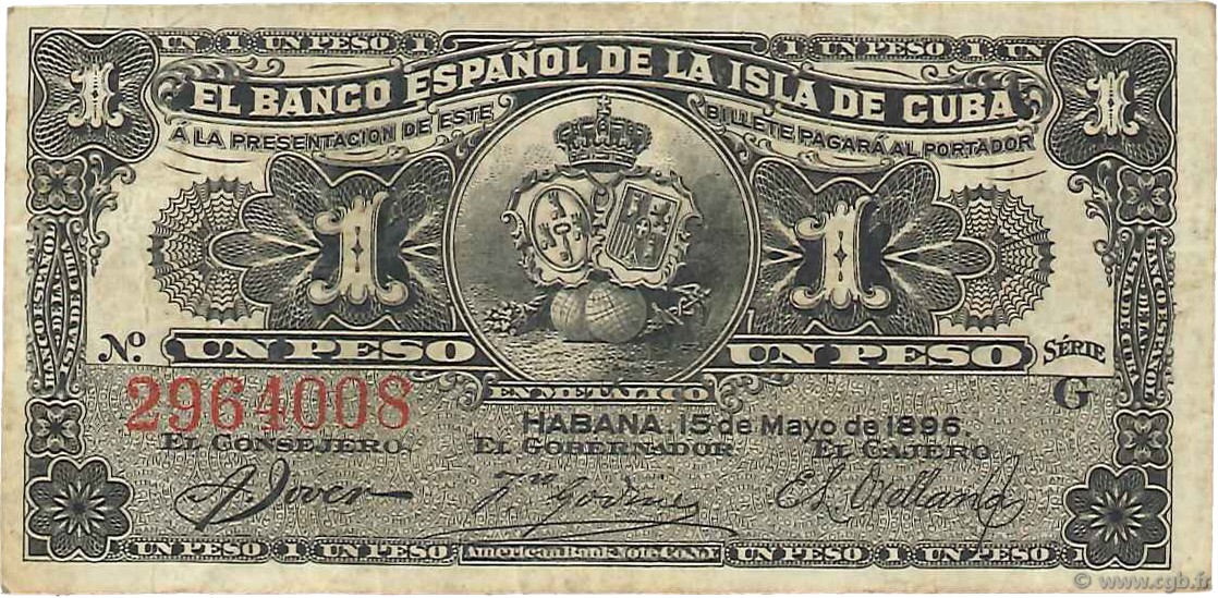 1 Peso CUBA  1896 P.047a MBC