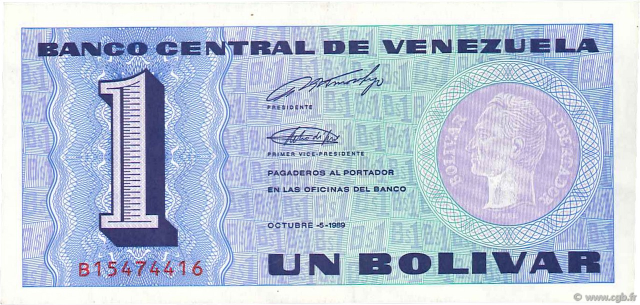 1 Bolivar VENEZUELA  1969 P.068 AU