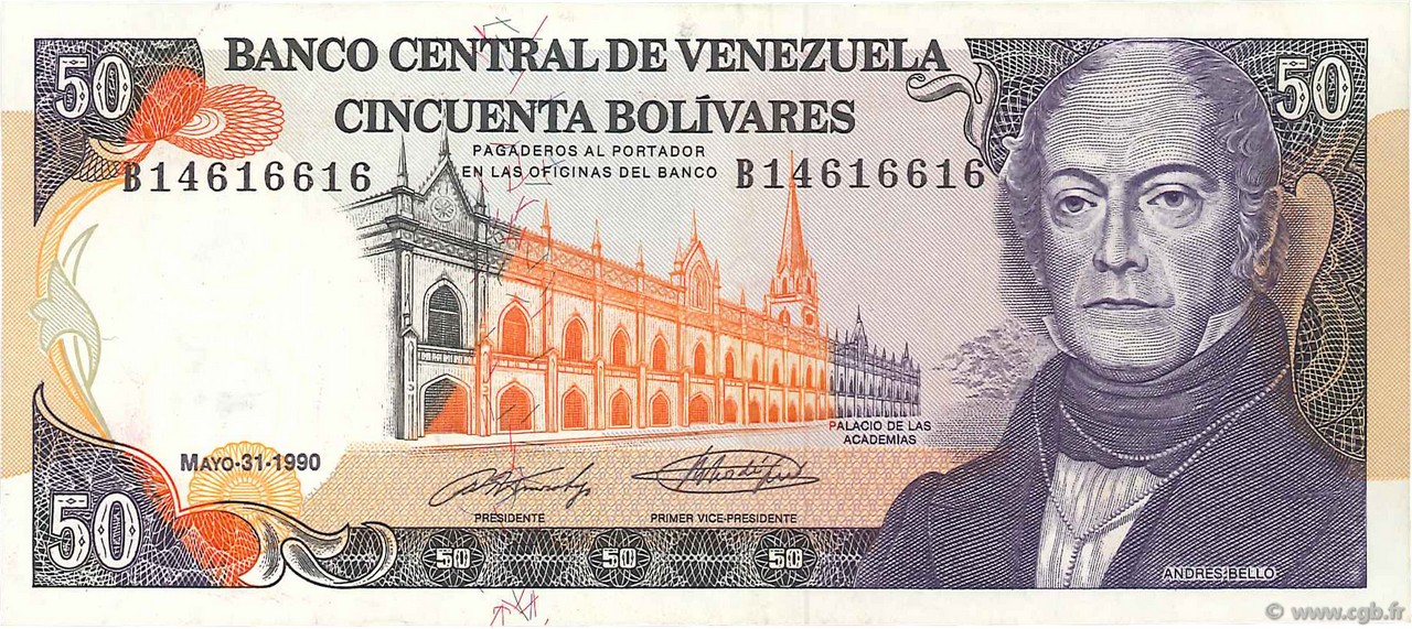 50 Bolivares VENEZUELA  1990 P.072 VF+