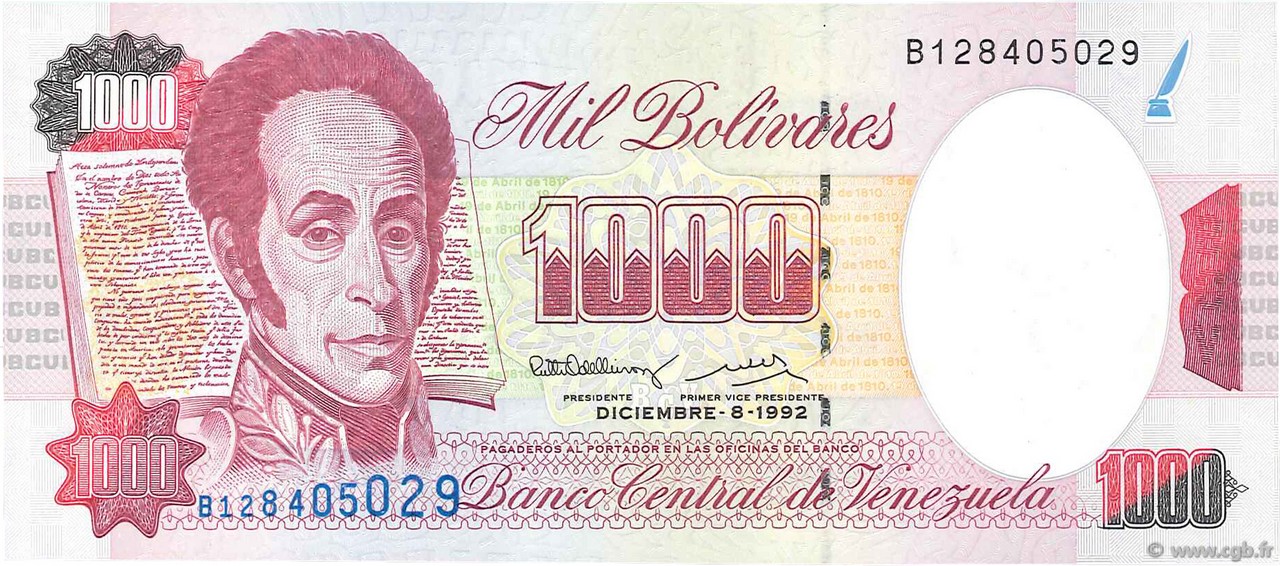 1000 Bolivares VENEZUELA  1992 P.073c FDC