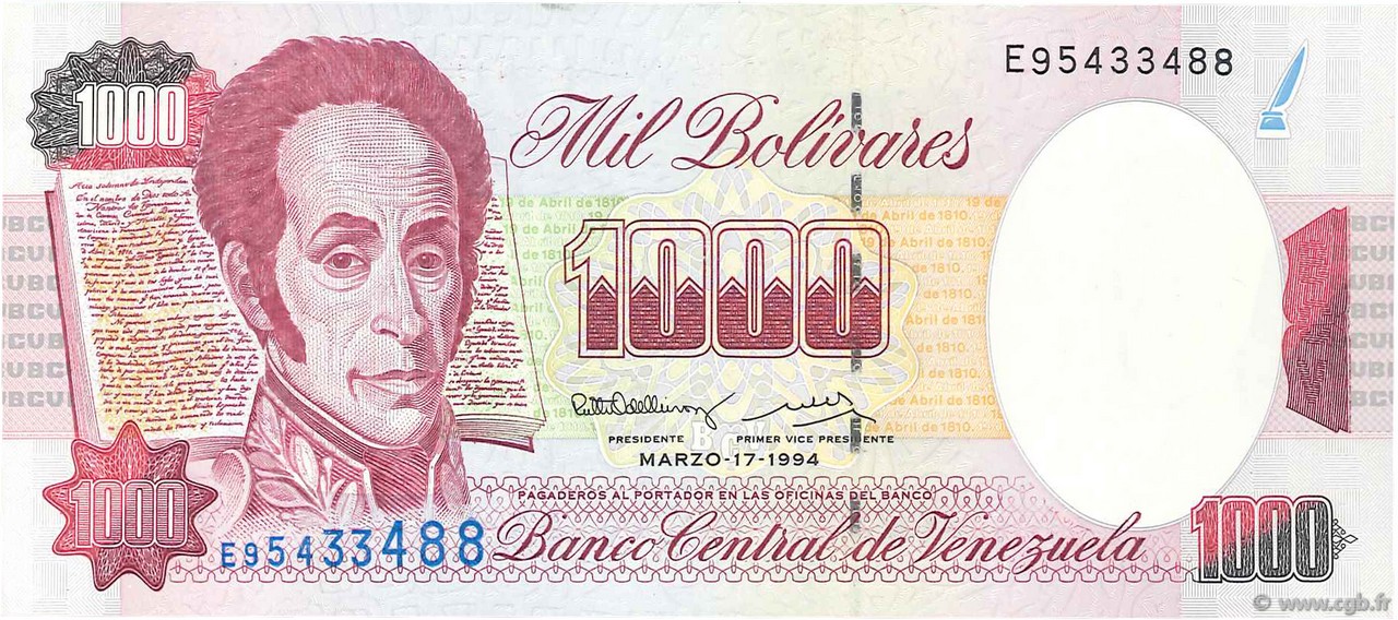 1000 Bolivares VENEZUELA  1994 P.076a UNC-