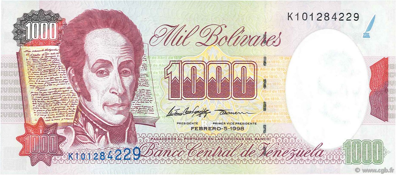 1000 Bolivares VENEZUELA  1998 P.076c UNC