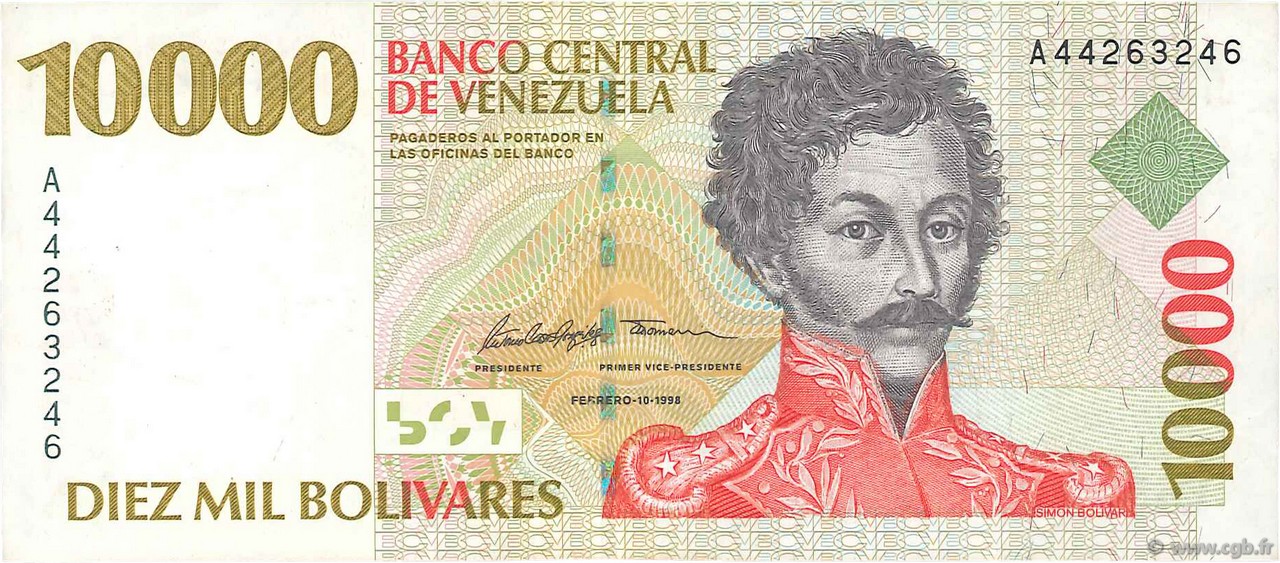 10000 Bolivares VENEZUELA  1998 P.081 MBC
