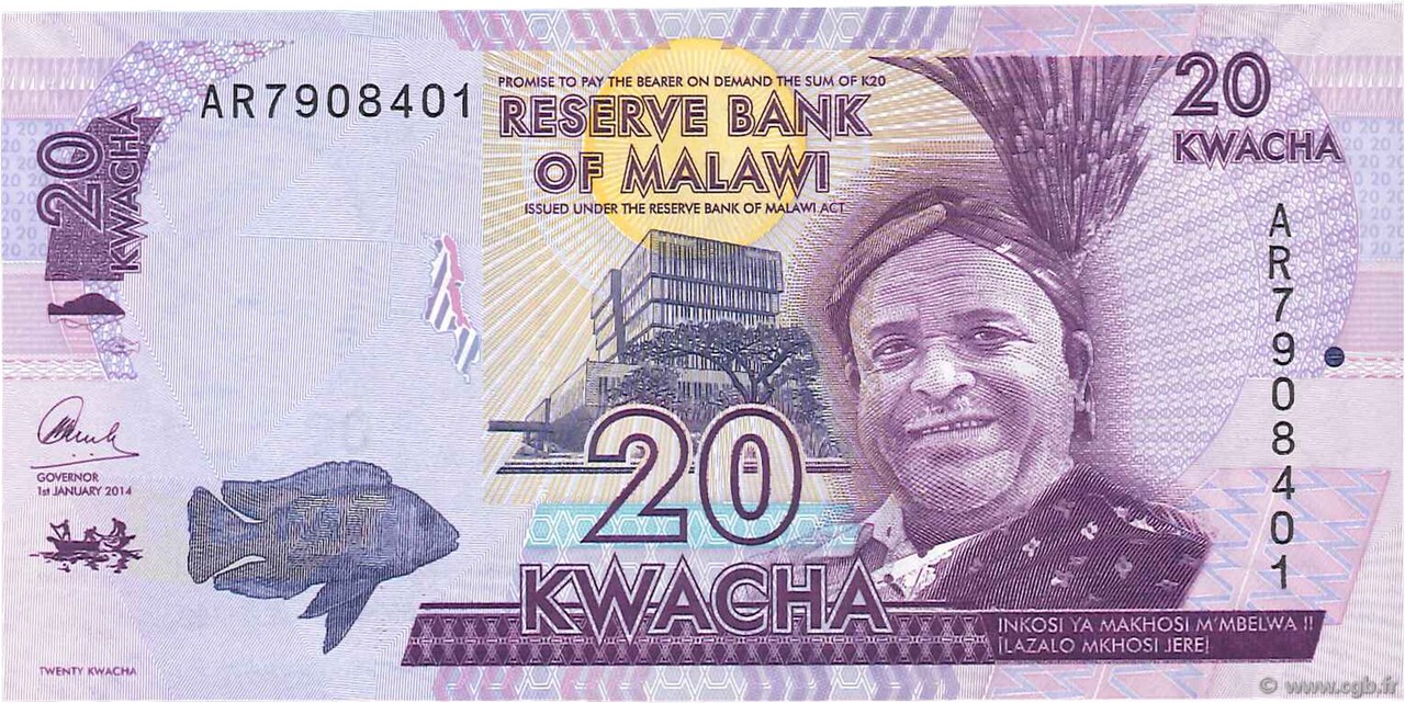 20 Kwacha MALAWI  2014 P.57 UNC